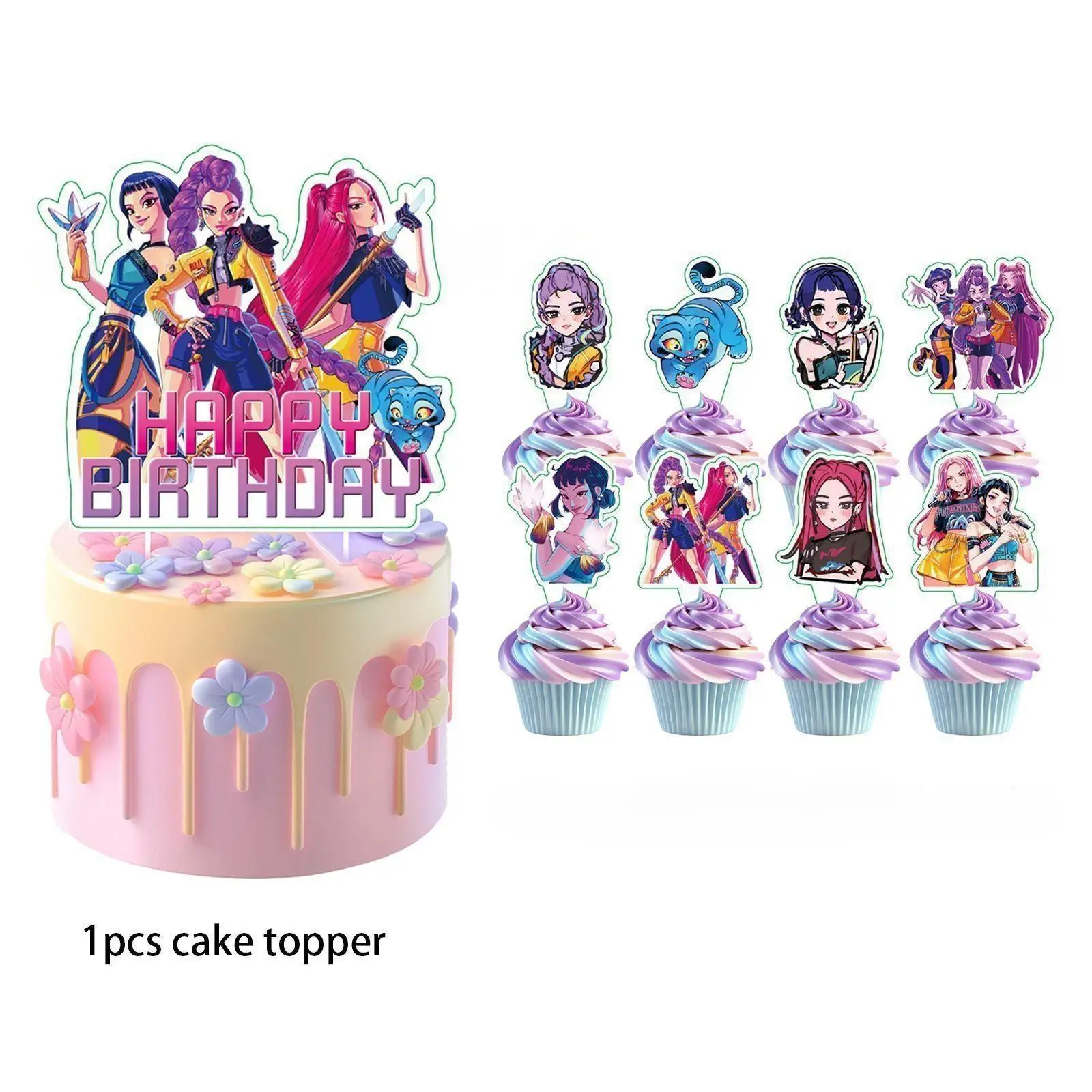 Ensemble de décoration de gâteau d'anniversaire sur le thème des dessins animés, fournitures de décoration de gâteau