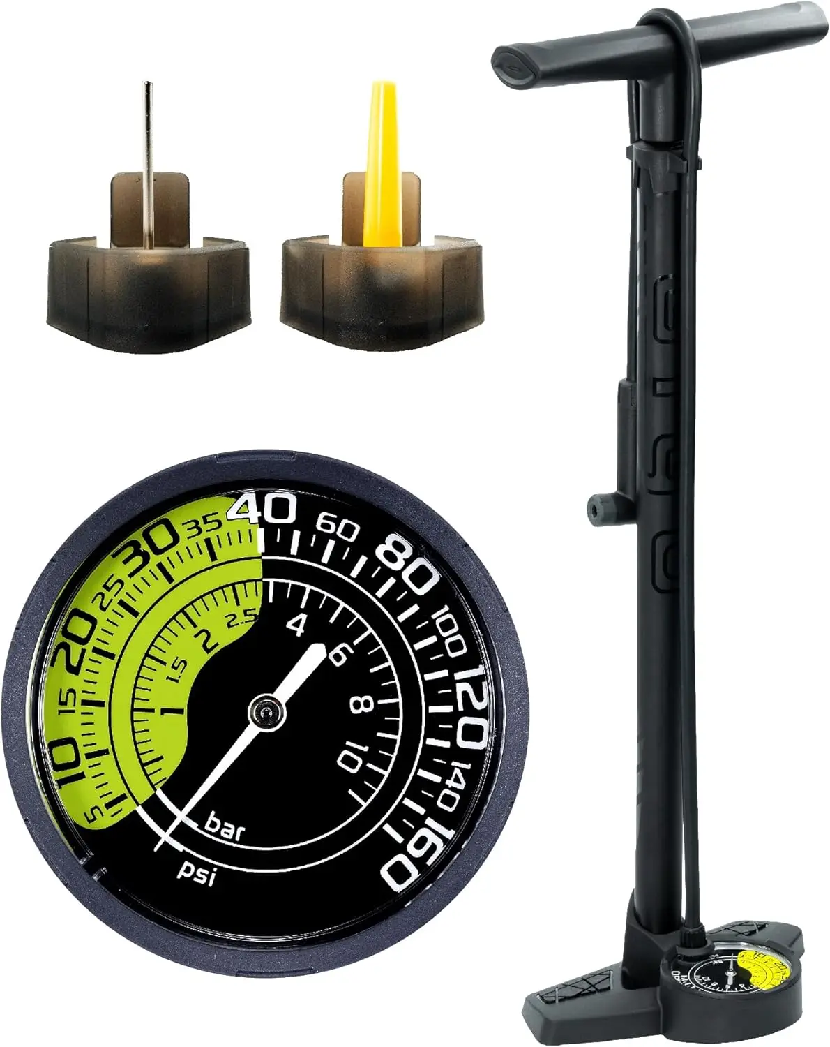 

Bike Floor Pump 3' Dual Gauge for Road & MTB, Presta/Schrader, 160PSI Steel Barrel
