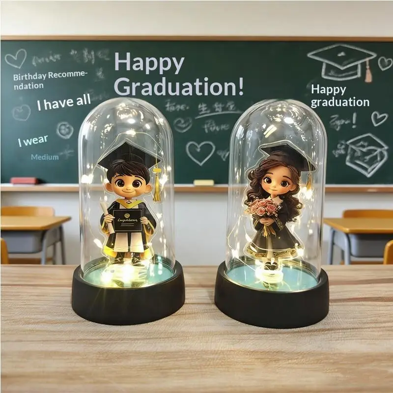 Acrylic LED Night Light Graduation Edition with Warm White Light for Home Celebration Display