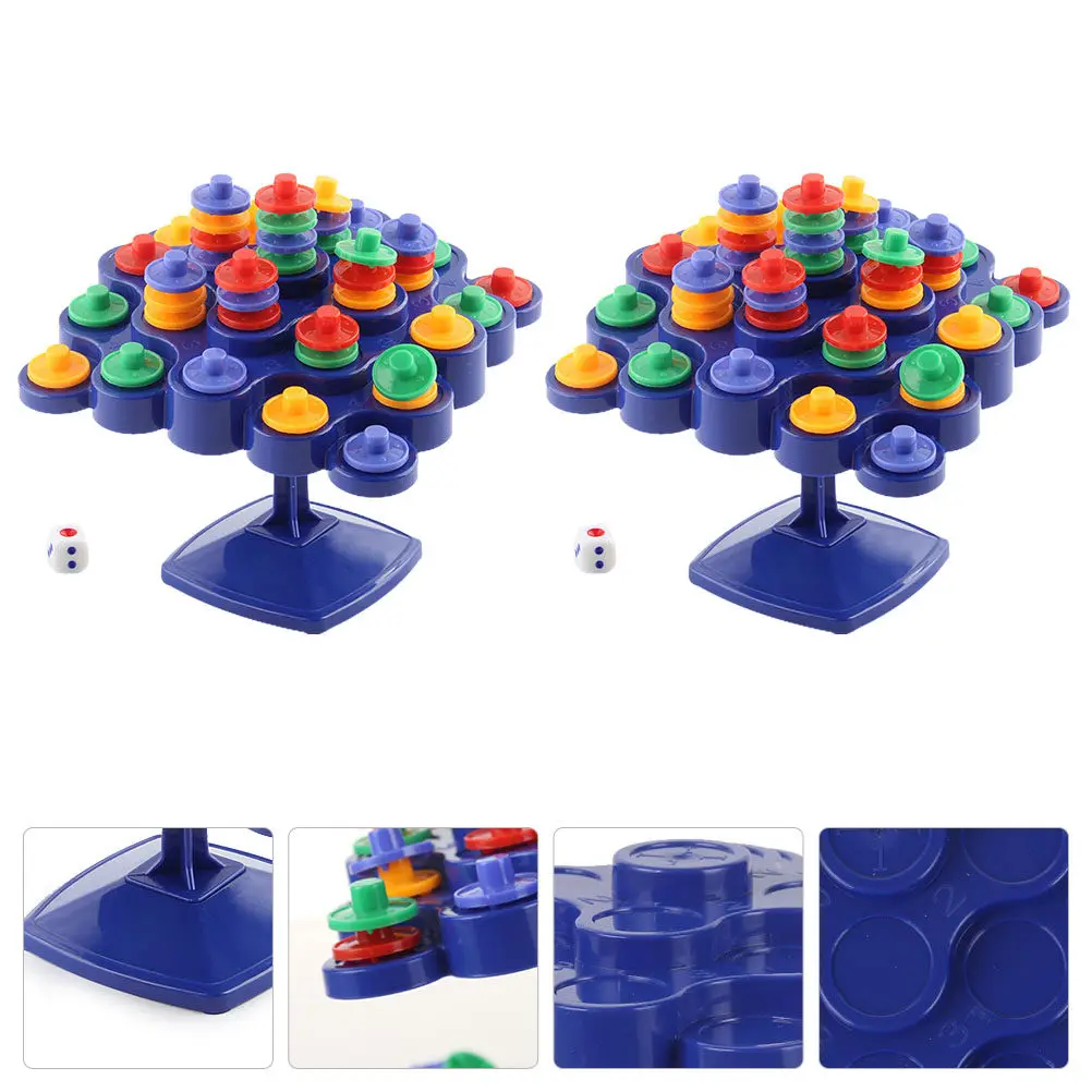 

2Sets Battle Game Intellectual Tree Balance Desktop Plaything Bright Color Round Blocks Develop Logic Hand Eye Coordination