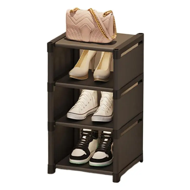 Foldable Shoe Rack Space Saving Entryway Shoe Cabinet Multi-layer Storage Box Black Household Shoe Organizer For Home Dorm