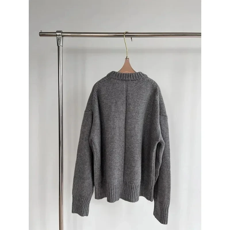 Classic Cashmere Blend Sweater for Women, Loose and Wide Knit, Luxury Pullovers, Kendall Same, Classic, Autumn and Winter, 2024