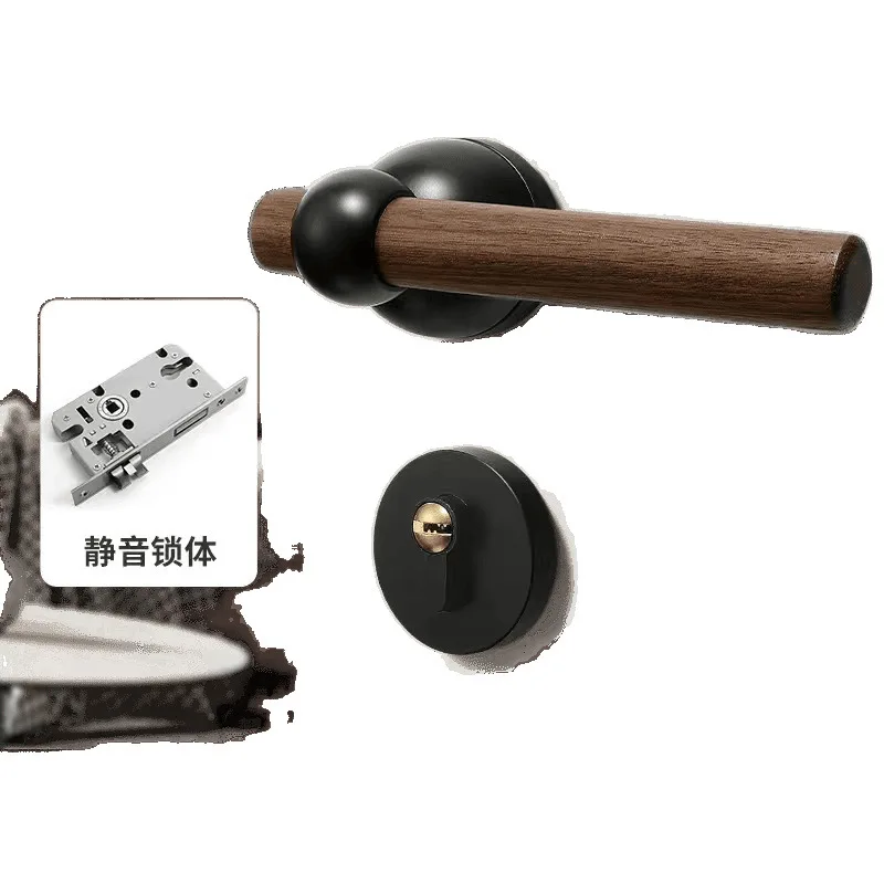 

Indoor Magnetic Mute Door Walnut Home Retro Room Chinese Wood, Handle