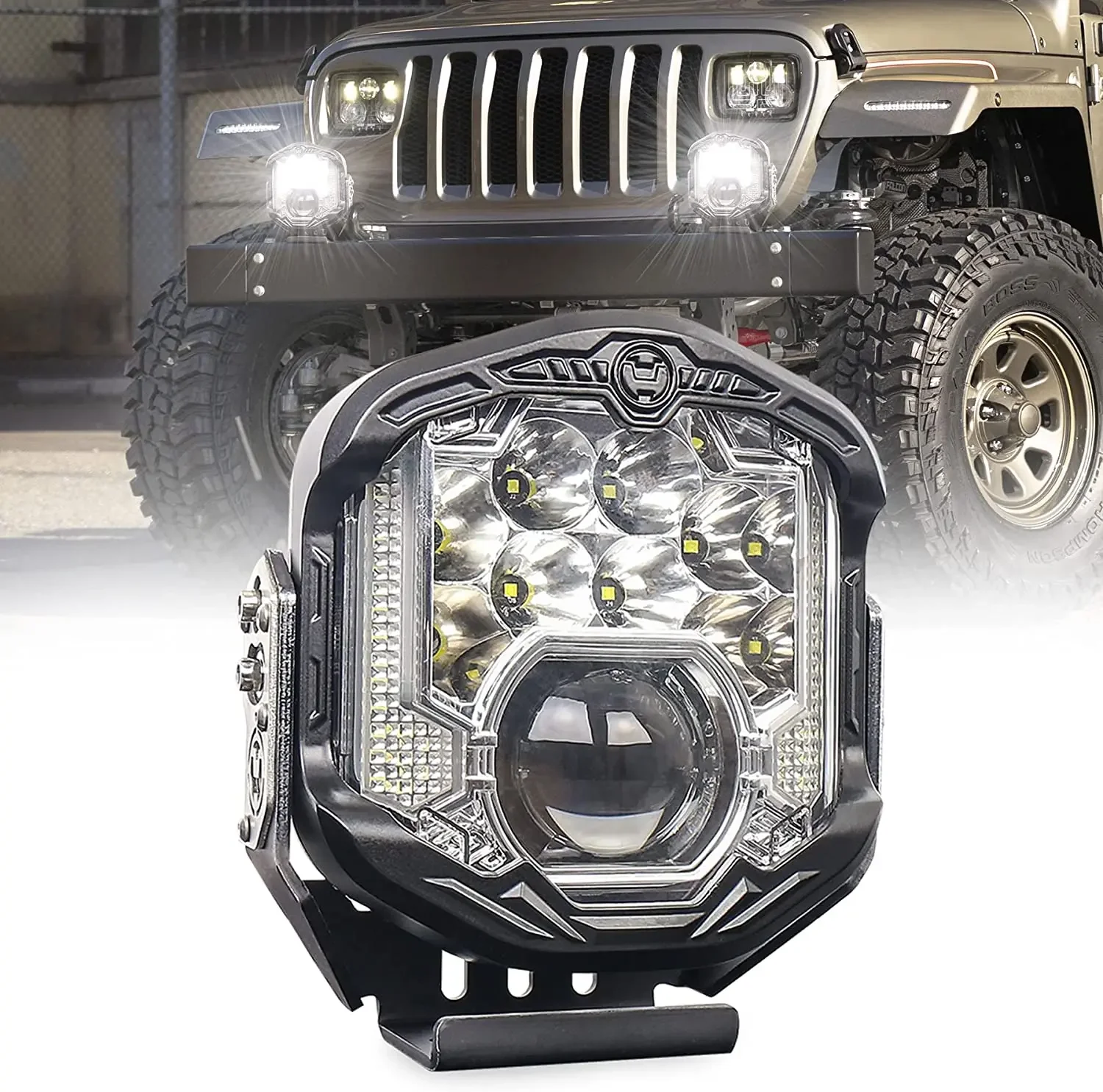 

LED Off Road Lights with Laser Light DRL Super Bright Driving Lamps 7 Inch for Trucks Pickup 4x4 SUV ATV UTV