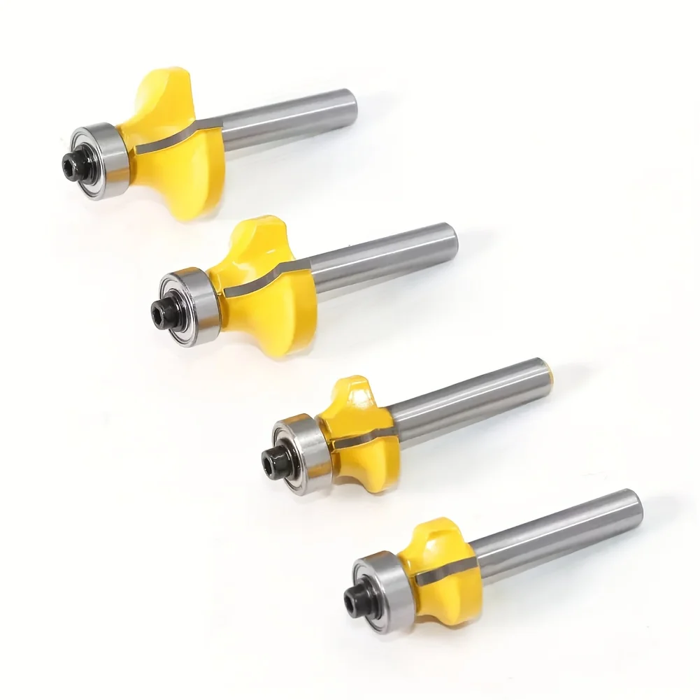 4Pcs 1/4 Inch Shank Router Bits Round Corner Rounding Edge-Forming Router Bits for Rounding End Mills Set for Wood