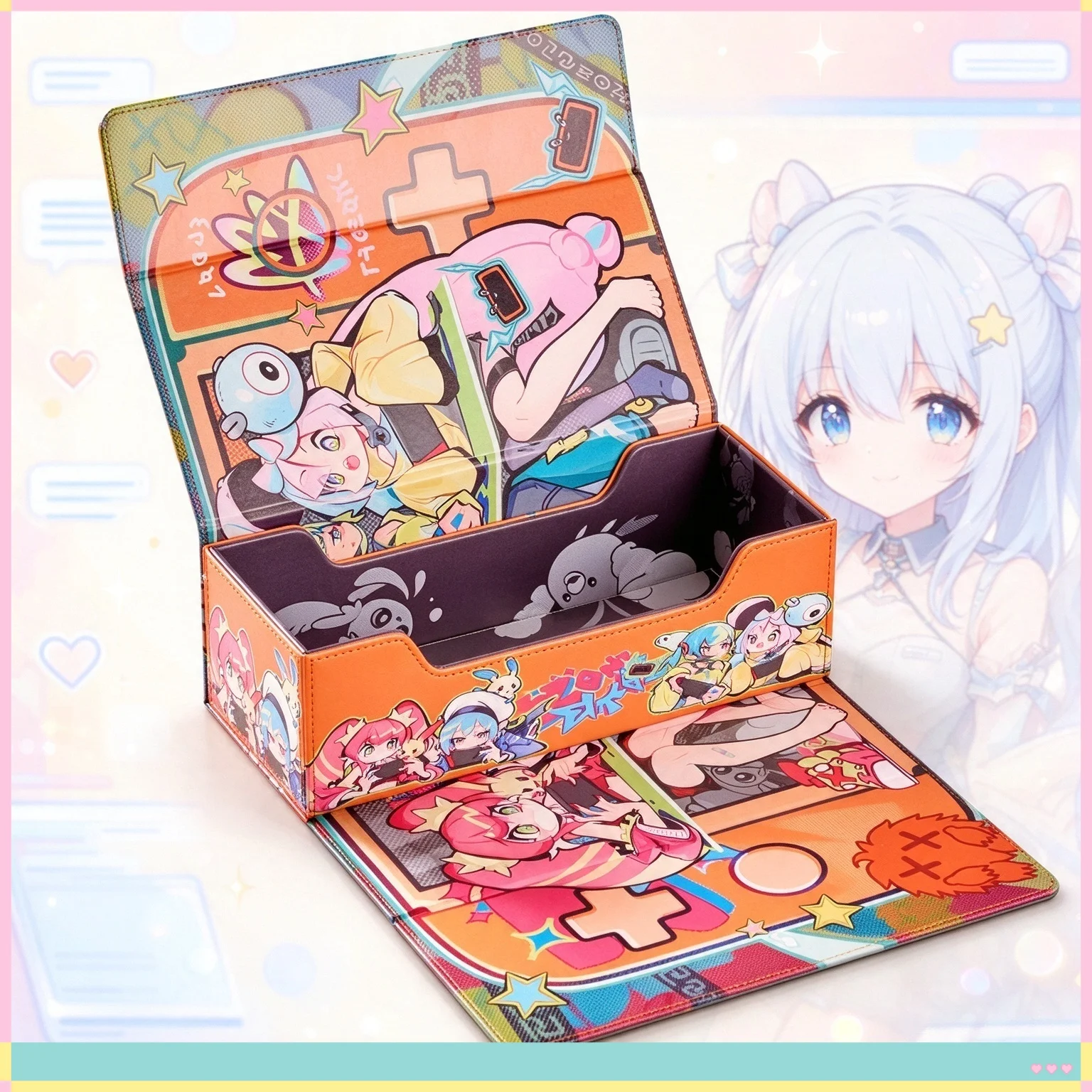 600x350mm Yu-Gi-Oh！Live Twin Ki Sikil/Lil La Theme Pad Box Integrated Game Collection Card Storage Box Leather Magnetic Card Box