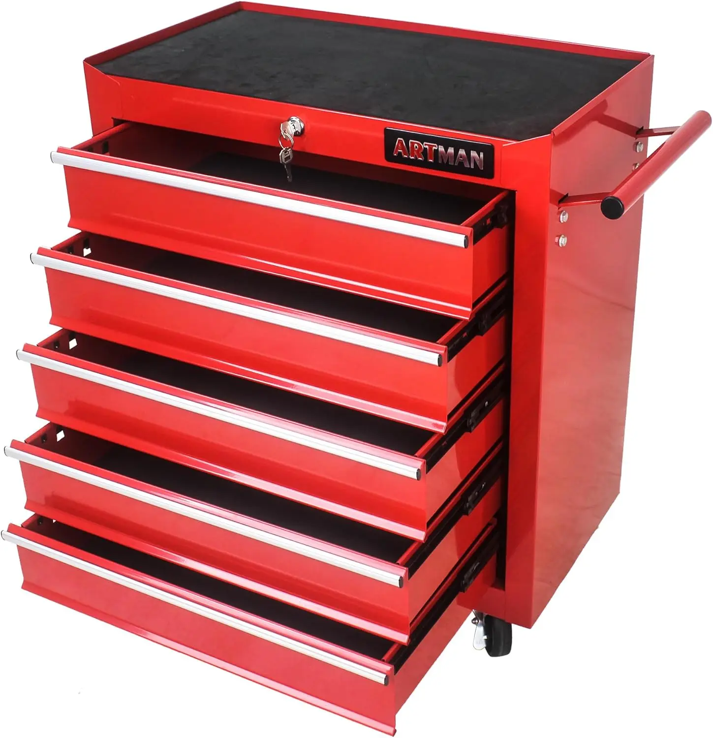 

Portable Toolbox With Wheels And Lock,5 Drawers Rolling Tool Chest,Tool Cabinet Organizer For Garage,Mechanic,Home Crafts Red