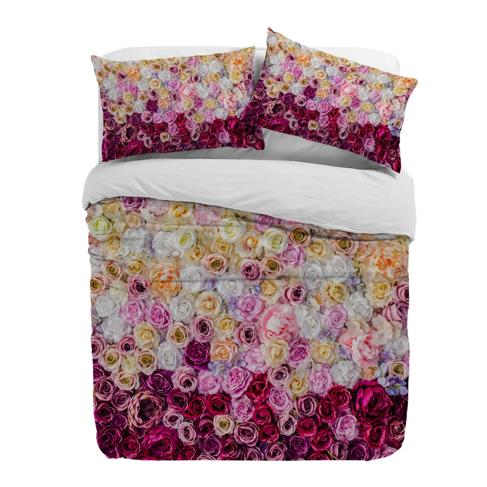 

Colorful Rose Flower Duvet Cover With Pillow Case Custom 3pcs Bedding Set Quilt Cover Double Bed Home Textile