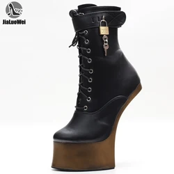 JIALUOWEI 7 zoll Hohe Ferse Neue Phantasie Ponyplay bootfetish Knöchel Plattform Stiefel In Lager Schnelle Verschiffen Size36-46