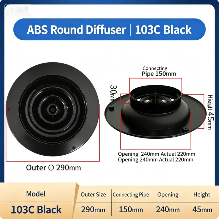 ABS Adjustable Air Vent For Cover for Indoor Ventilation Ducts Bathroom Kitchen Fan Systems Airflow Control Center Disc