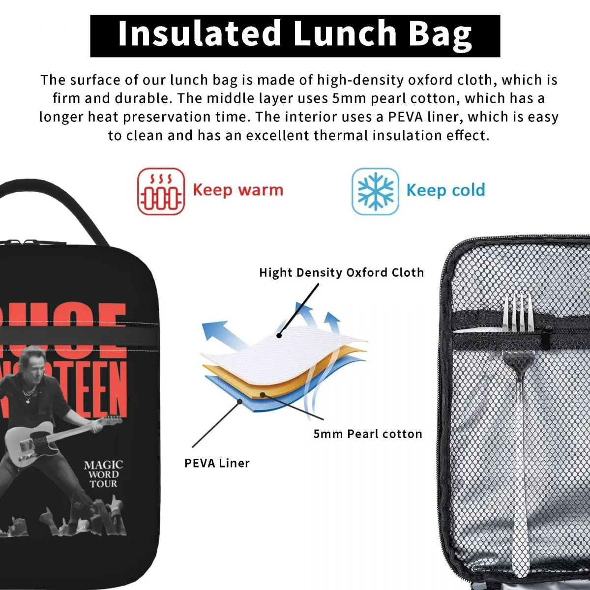 Bruce Springsteens The Boss Tour Thermal Insulated Lunch Bags for Picnic e street band Food Bag Container Thermal Lunch Box