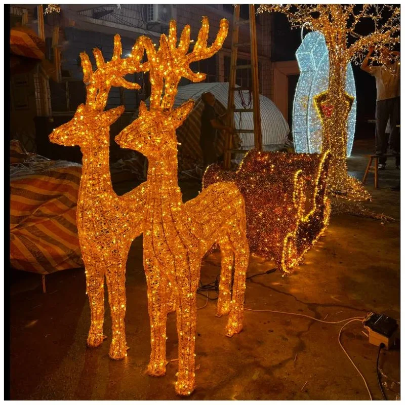 Christmas-themed LED sleigh pattern IP65 protection level, festive landscape decoration