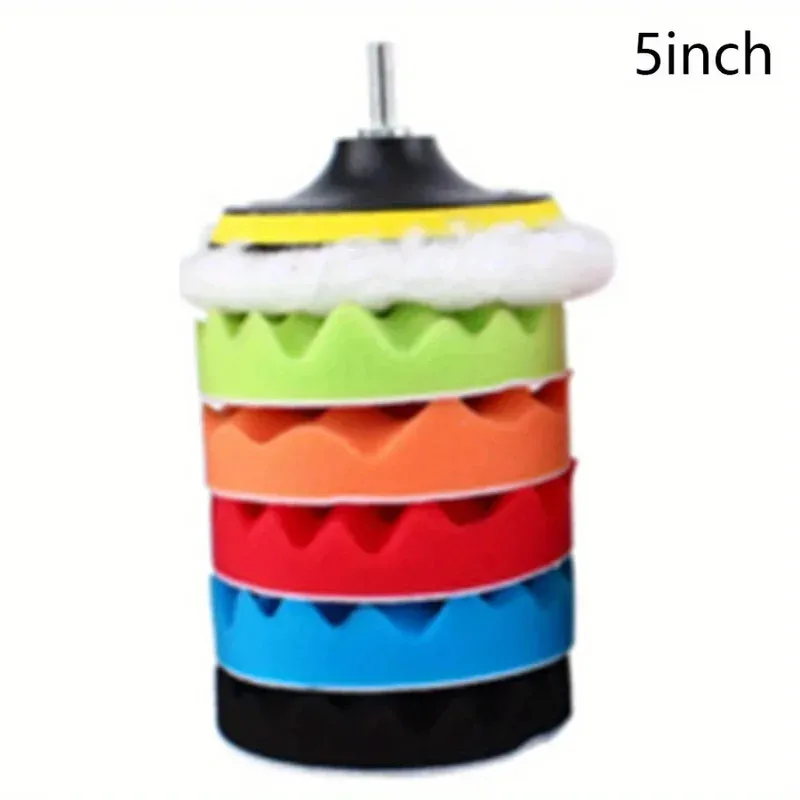 3/5/7 بوصة CarPolishing القرص 8 قطعة/المجموعة ذاتية اللصق التلميع الصبح الإسفنج الصوف عجلة لوحة تلميع لسيارة الملمع الحفر محول