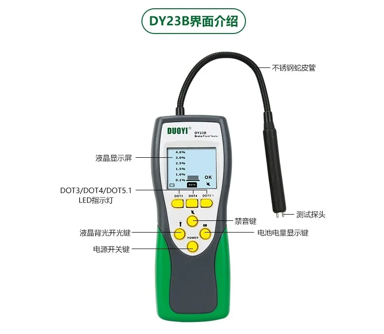 

DY23 brake oil detection instrument, automobile brake oil detection pen, moisture content tester, brake fluid digital display