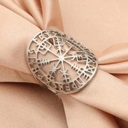 LIKGREAT Viking Runes Ring Vegvisir Symbol Stainless Steel Rings Compass Norse Rune Jewelry Gladiator Pagan Asatru Heathen Gift