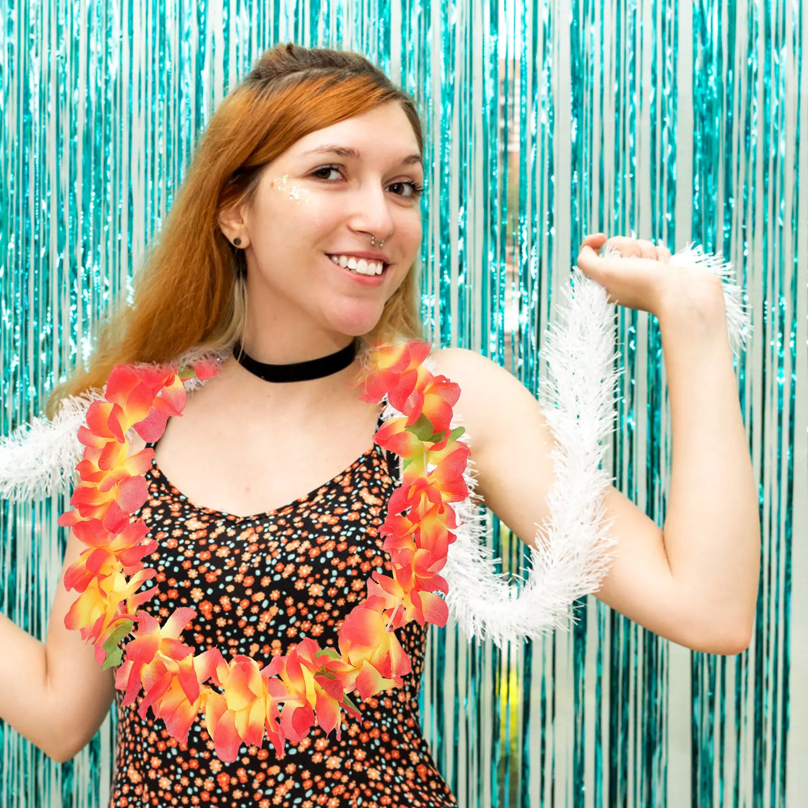 

5Pcs Hawaiian Leis Artificial Flower Necklaces Vibrant Tropical Party Favors for Beach Theme Events Comfortable Light Hula Dance