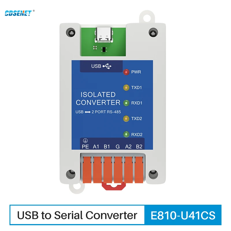 

USB to Serial Converter 2 Serial Ports RS485 CH342 CDSENET E810-U21CS USB Industrial Grade Rail Installation 3M Rate
