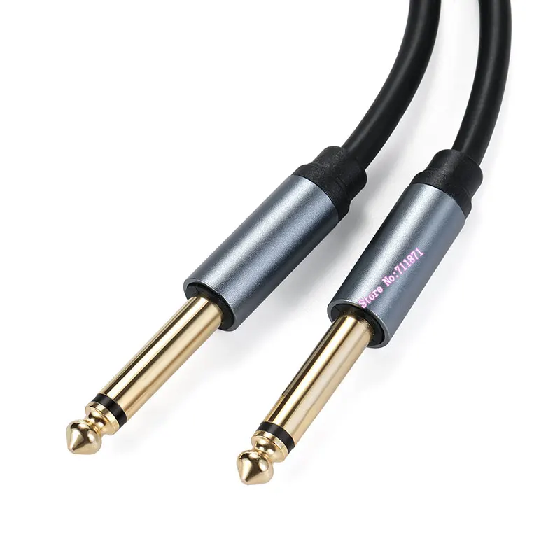 Macho para cabo de áudio macho, banhado a ouro, liga de alumínio Shell, Mono linha fio, TS 6,35 milímetros, 6,35 milímetros