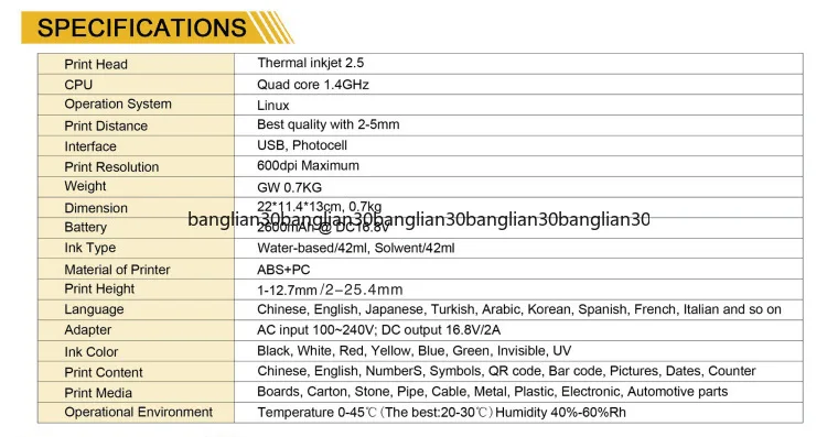 Hold Intelligent Inkjet Printer 25.4 Large Font Date Printer 1760plus