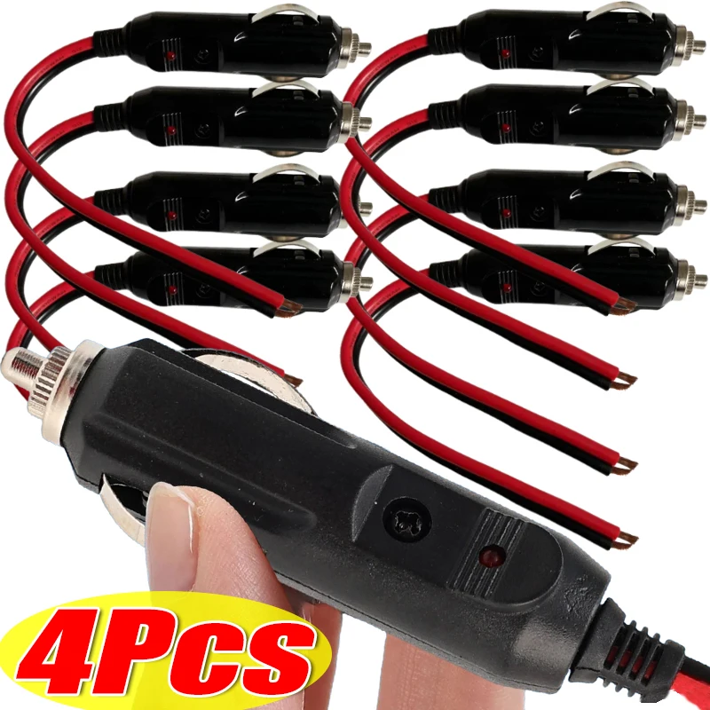 For Car Truck RV Boat Accessories Car Cigarette Lighter Plug with LED 12V-24V Indicator Heavy Duty 16AWG Copper Cable Adapter
