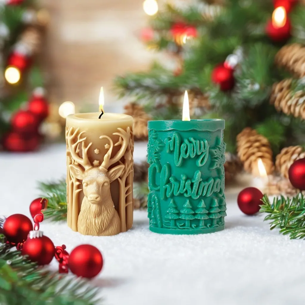 Weihnachtsduftkerze Silikonform; Duftkerze Silikonform DIY Weihnachtsbaum säulenförmige Ornamentform.