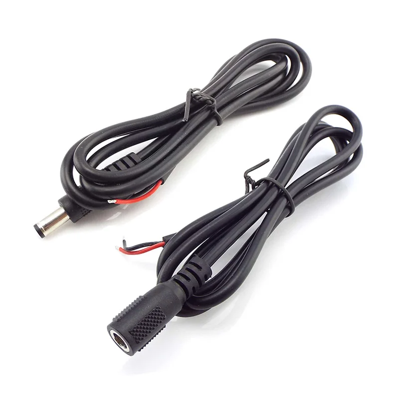 Cable flexible de alimentación de CC de 20AWG, conector macho y hembra, adaptador de enchufe de Cable DIY para monitor de cámara CCTV, Panel Solar de 5,5x2,1mm