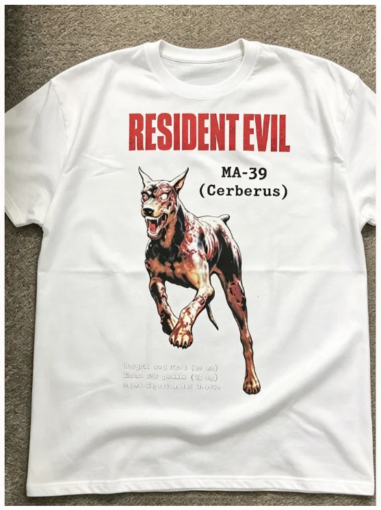 2026 Men Black Cotton T Shirt Crew Neck Retro Horror Mutant Dog Character Graphic Print Short Sleeve Tee Dark Streetwear Tops