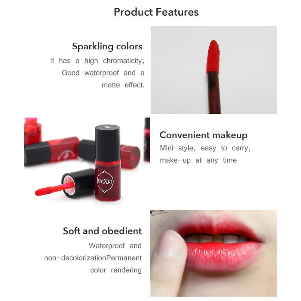 Long Lasting Glaze Tint Matte Lip Gloss Juice Stain Velvet Liquid Lipstick Waterproof Non-stick Cup Cosmetic Makeup