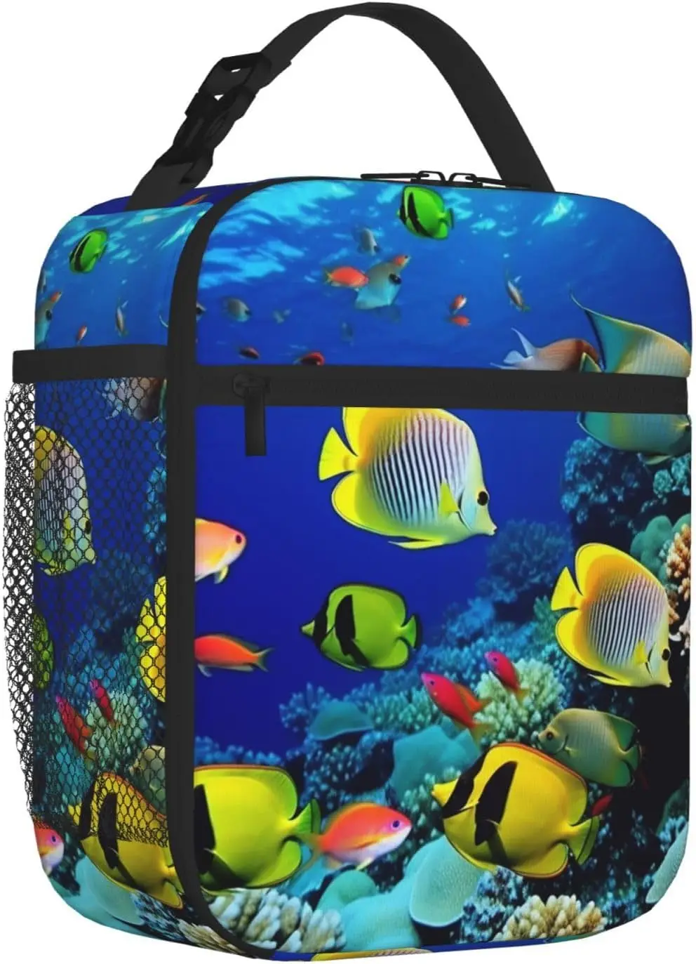 Tropical Ocean Sea Fish Print Lunch Bag for Women Men Insulated Lunch Box Reusable Lunch Tote Bags Leakproof Lunchbox Large