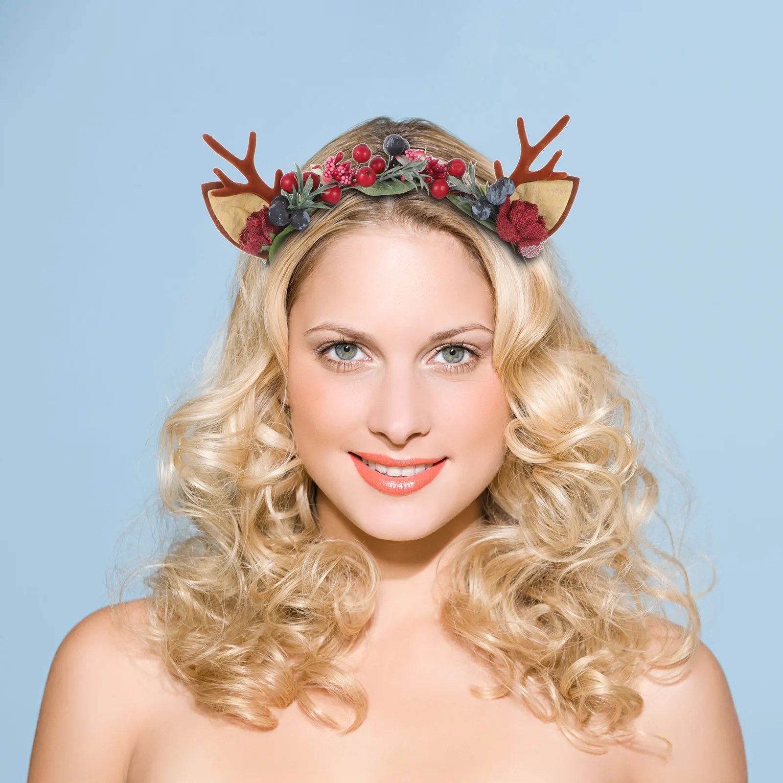 

Antler Headb Christmas Fashion Berries Headdress Hair Accessories Hoop Headgear Kids Costume Party Holiday Masquerade Cosplay