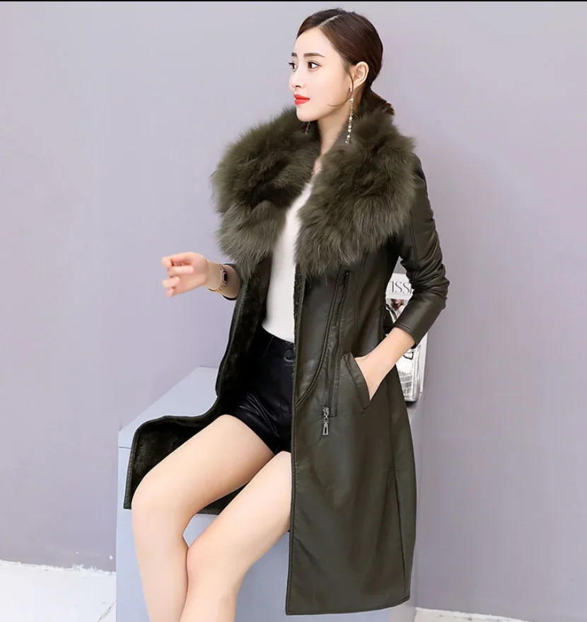 Manteau épais en cuir avec poches, manteau de Style Long avec ceinture, ample, à la mode, nouvelle collection automne et hiver 2025