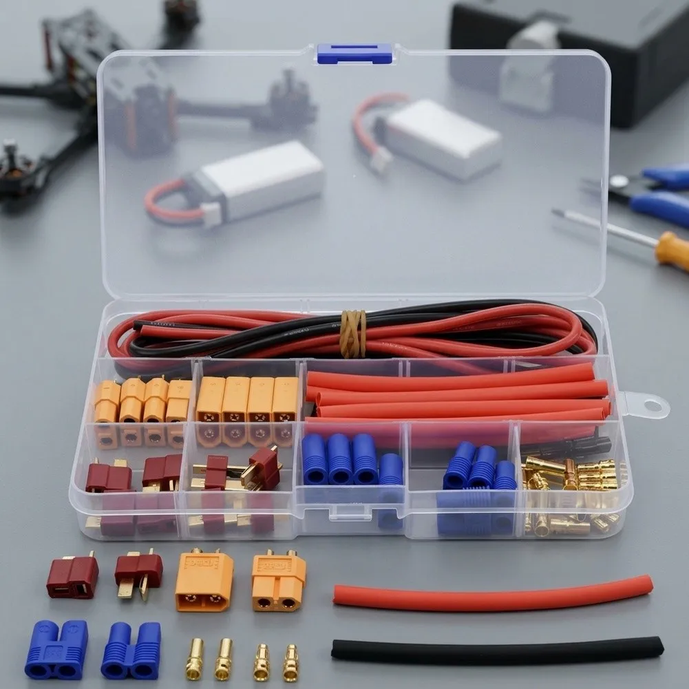For RC Connector System 50 pcs For EC3 For XT60 T-Shape Connectors with 14AWG Silicone Wire for Battery Connection in Racing