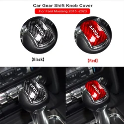 For Ford Mustang 2015 2016 2017 2018 2019 2020 2021 2022 2023 Car Gear Shift Knob Cover Head Trim Accessories Carbon Fiber