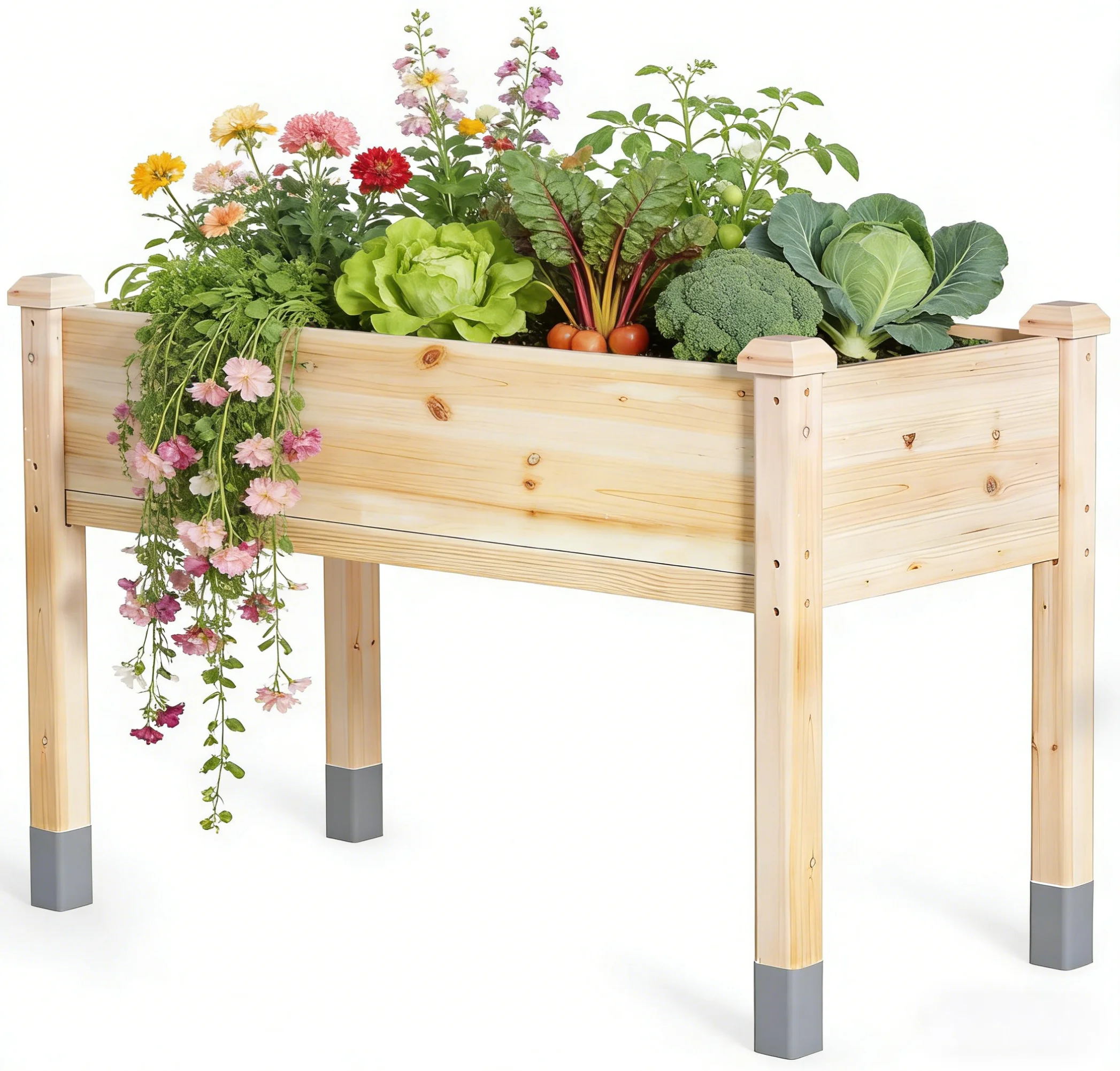 

Wooden Planter Box Outdoor Raised Garden Bed Flower Pot Container for Vegetables Herbs Flowers Patio Garden Decoration