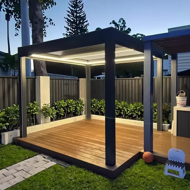 Amas Hot Selling Louvred Roof Pergola for 6063 Aluminum Louvre Retractable Pergola