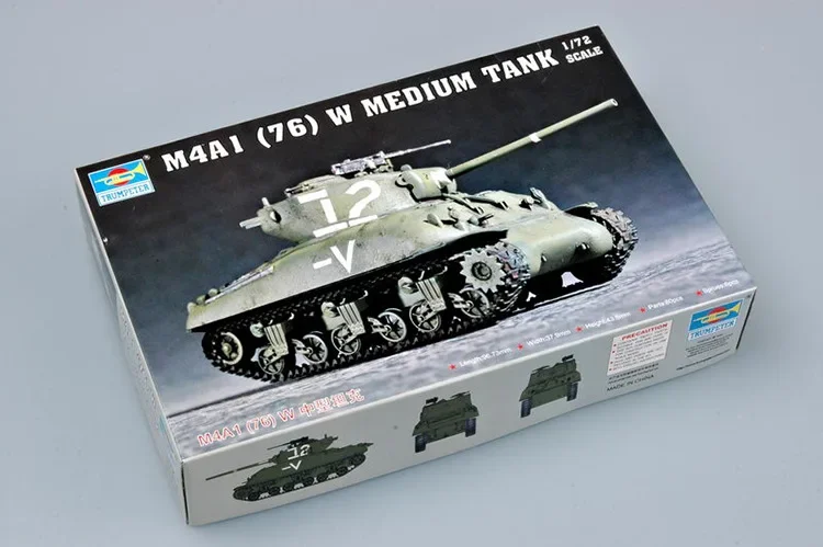 عازف البوق 1/72 USA M4A1 76 W نموذج تجميع عسكري للدبابة المتوسطة مركبة قتالية مدرعة 07222