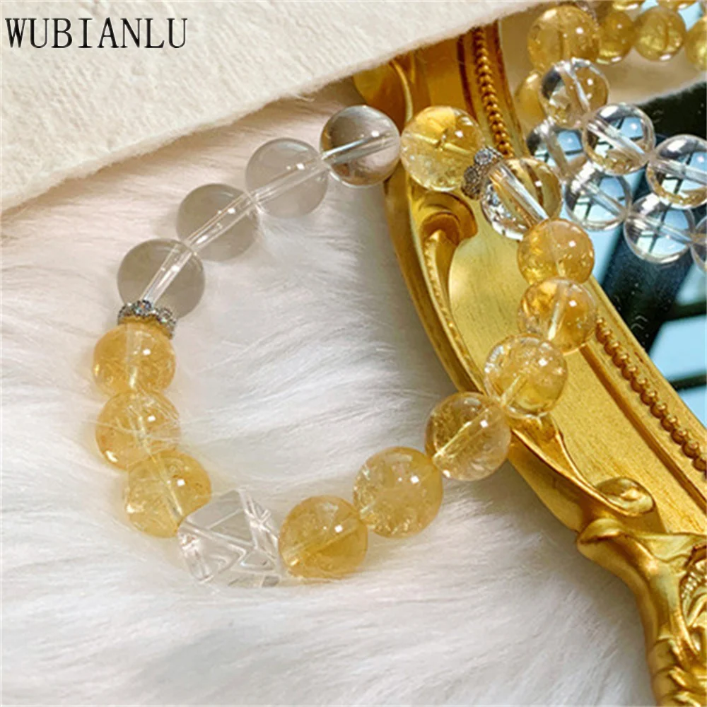 Natural Yellow White Crystal Beads Bracelet For Women In Charm Bracelets Men's Jewelry Crystal Crystallize Transparent Beading