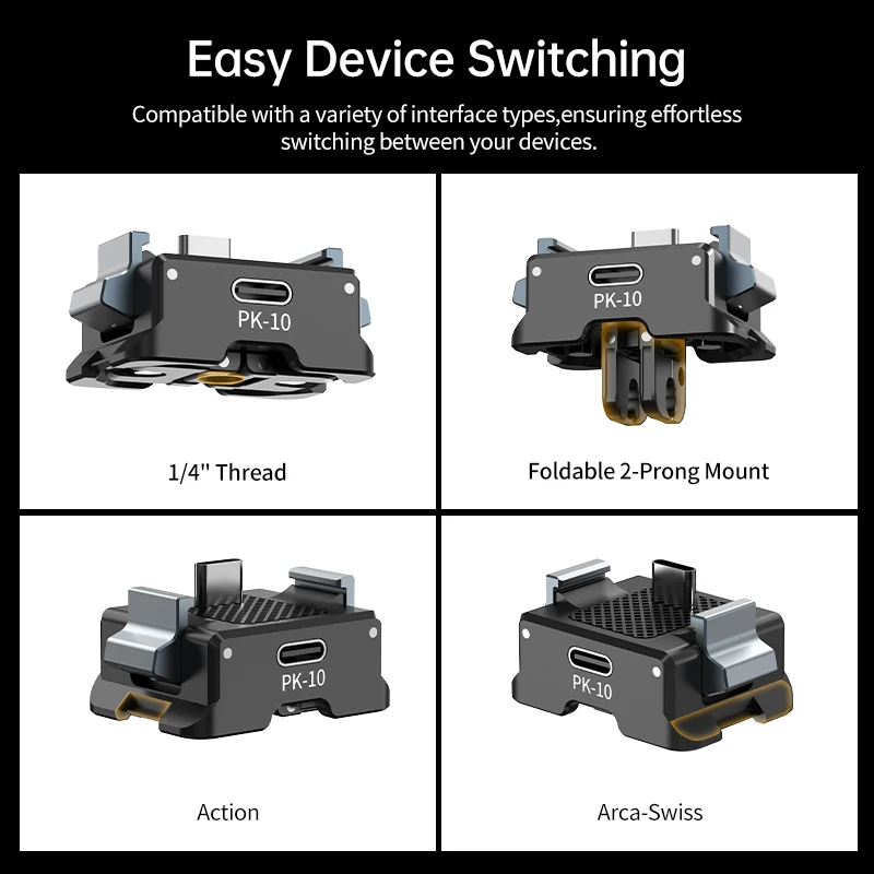 Adapter rozszerzeń Ulanzi PK-10 do DJI Osmo Pocket 3 z gwintem 1/4'' i składanym mocowaniem 2-bolcowym — zdjęcie produktu 5