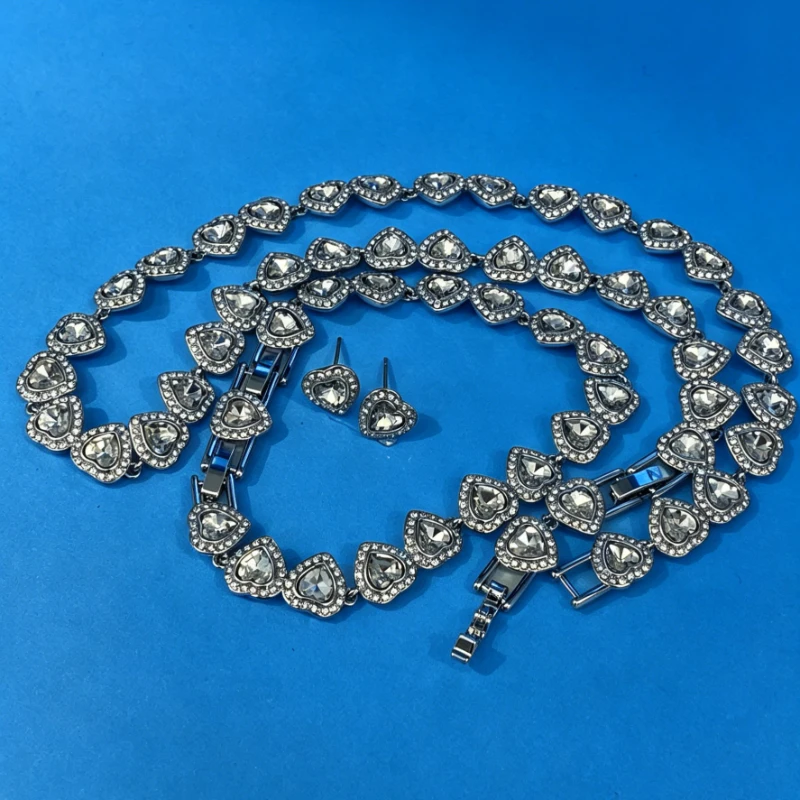 Good Brand Silver Color Ariana Grande Tennis Necklace Women Romantic Luxury Gift Jewelry Set Jewelry Sets 925 sterling silver