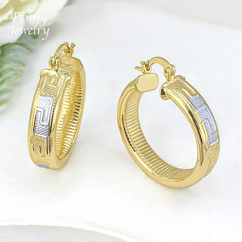 Copper Circle Hoop Earrings for Women Round Original Dubai 18K Gold Plated Party Wedding Gifts Italian African Jewelry Sets