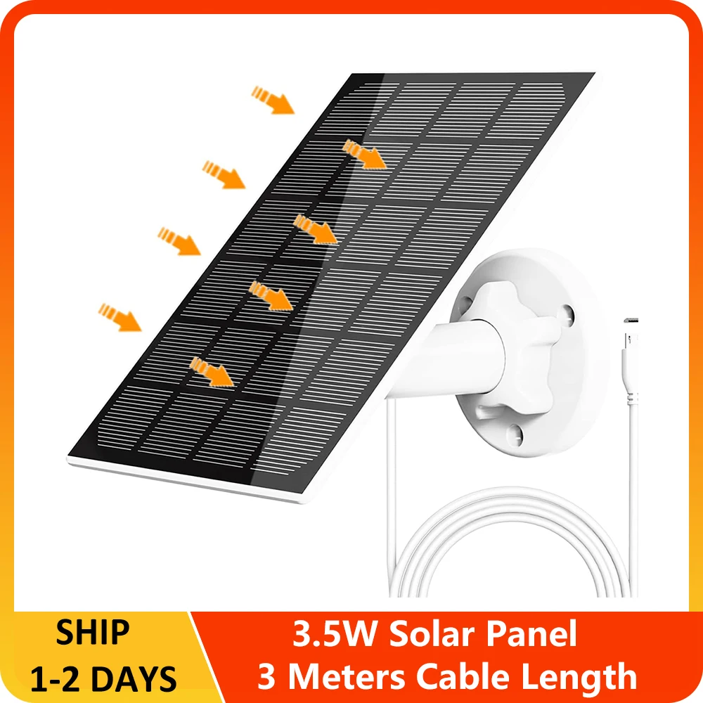 3.5w Portable Solar Panel Charger Smart Home Waterproof Light System Outdoor Type-C and USB Solar Panel for Security Camera