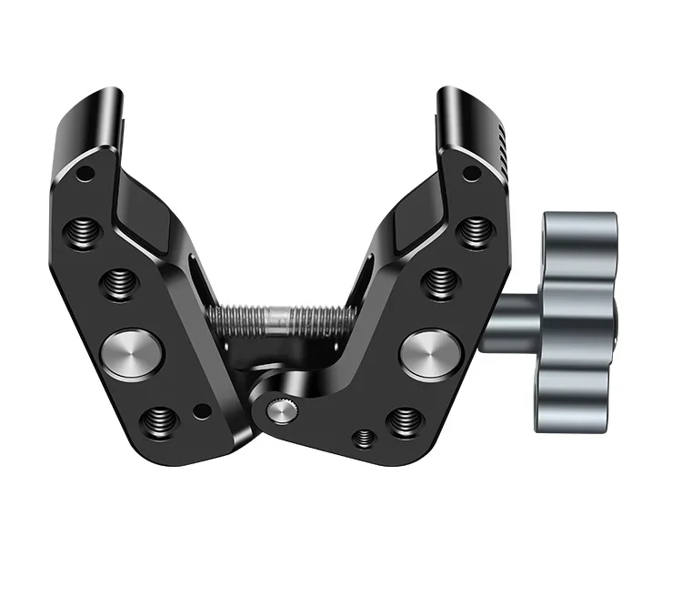 Metal Super Crab Clamp 10-60mm with 1/4'' 3/8'' Thread Arri Locating Hole for DSLR Camera Gimbal Vlog Video Magic Arm Stand