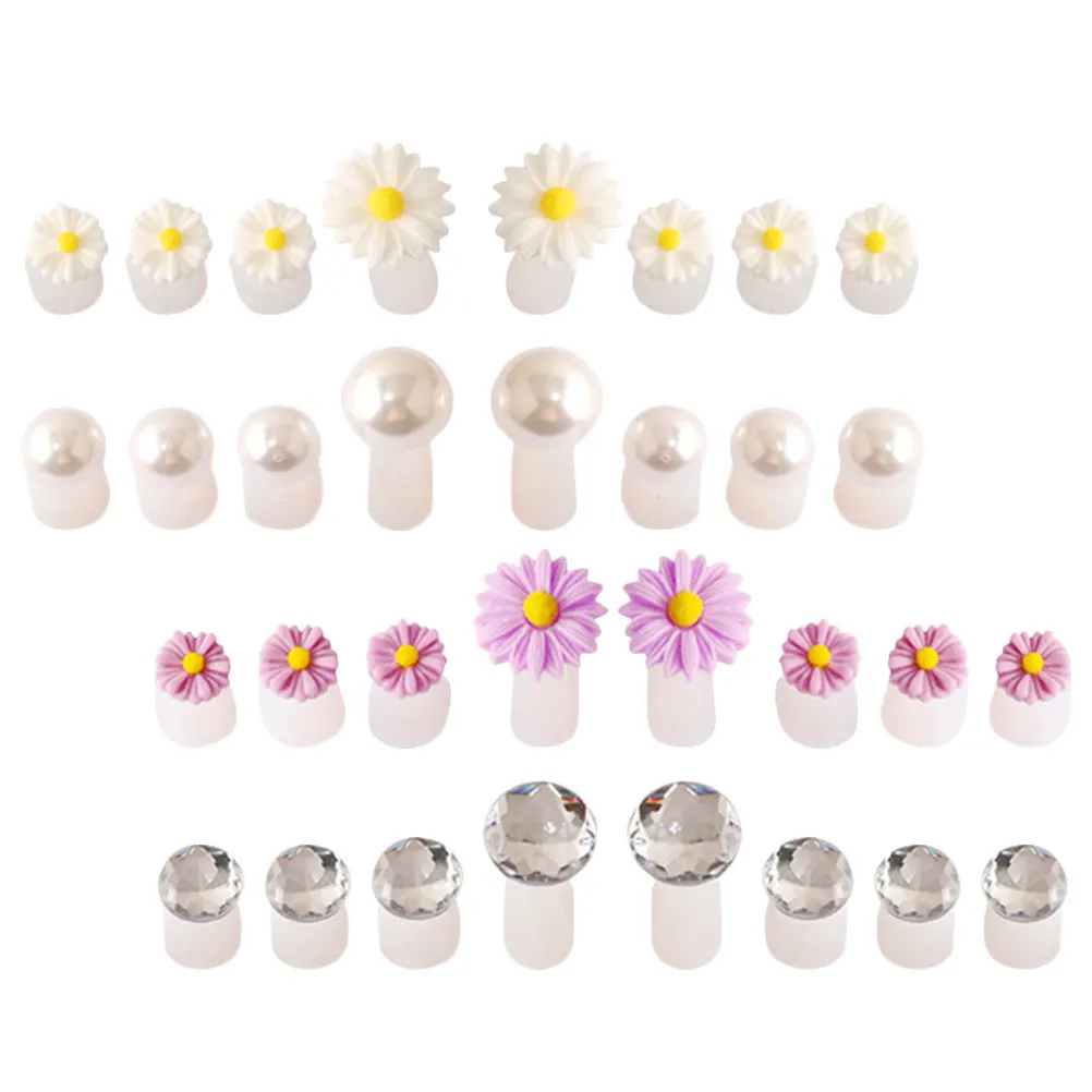 

32 Pcs Separators Nail Nail Toe Dividers Tools Multicolour Daisy Design Silicone Manicure Accessories