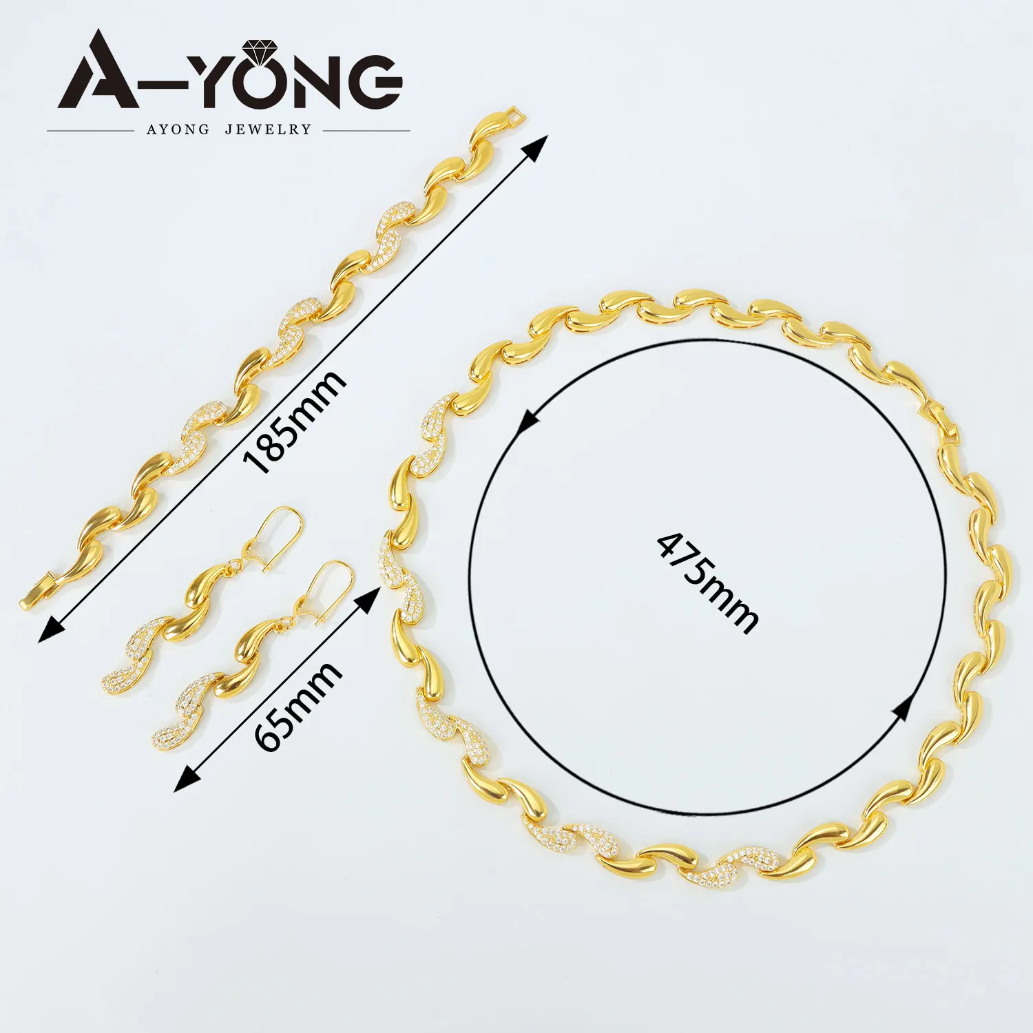 Dubai Geometric Water-Drop Jewelry Set, 21K Gold Plated