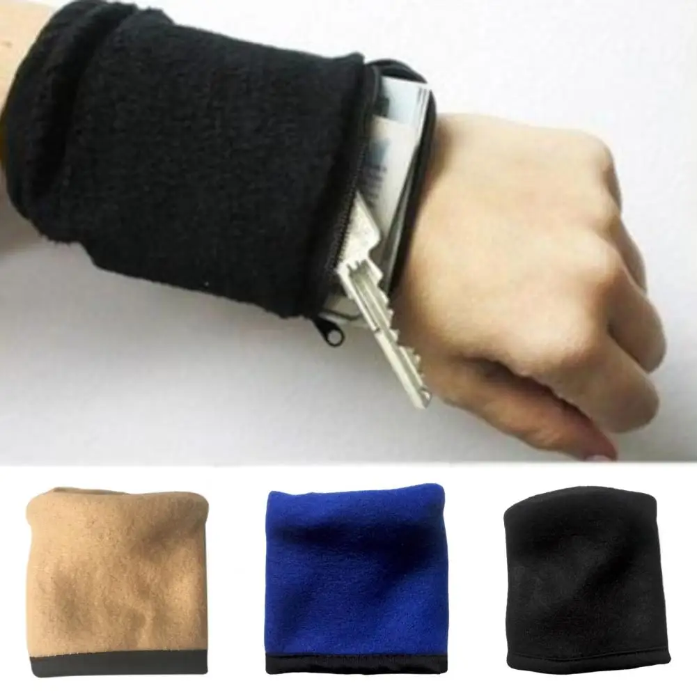 

Wrist Wallet Sweat Absorption Multifunctional Anti-skid Superior Comfort Storage Zipper Workout Wallet Gym Wrist Bag for Outdoor