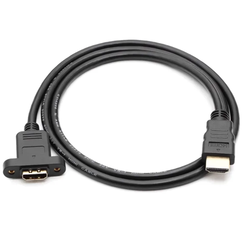 Extension Cable HDMI-compatible Male To Female with Screw Panel Mount Gold Plated Video Adaptor Connector 50cm 1FT 1080P HDTV