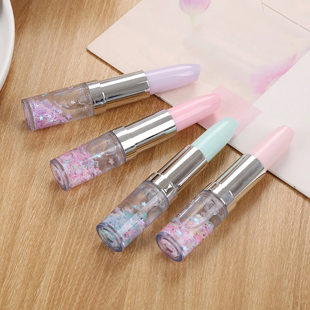 

5Pcs Cute Lipsticks Gel Pen Creative Cartoon Shape Sign Pen Smooth Writing Stationery Student Office Supplies Christmas Gifts