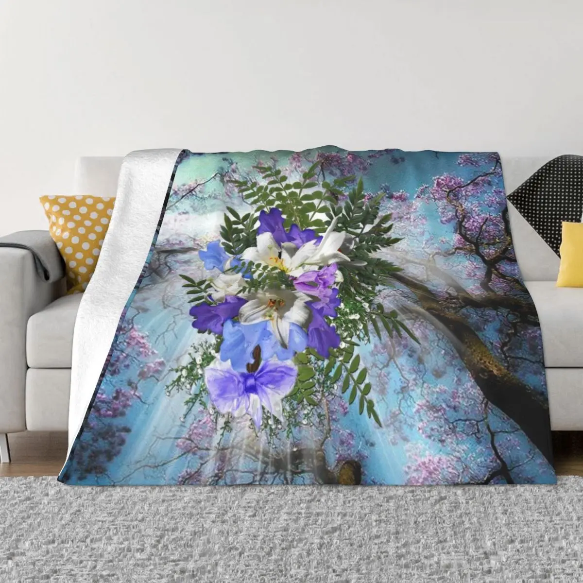 Jacaranda Blooms Throw Blanket funny gift Hair Blanket