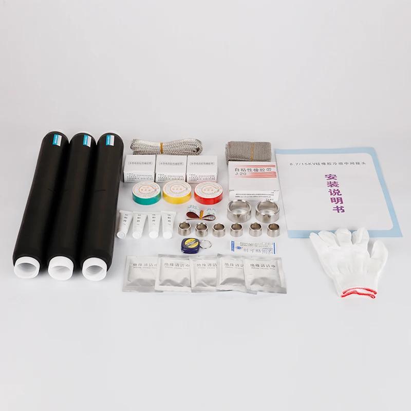 Cable Accessories 24kV Cold Shrinkable Three Single-Core Terminal End Cable Intermediate Connector Liquid Silicone