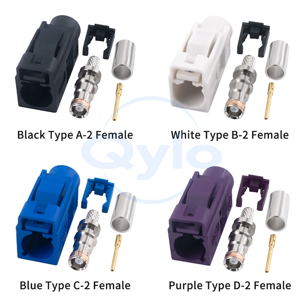 (1 Pcs) FAKRA-2 Connectors FAKRA-K Female Automotive Connectors FAKRA-A/B/C/D/E/F/G/H/I/K/L/M/Z Models Multi-colour